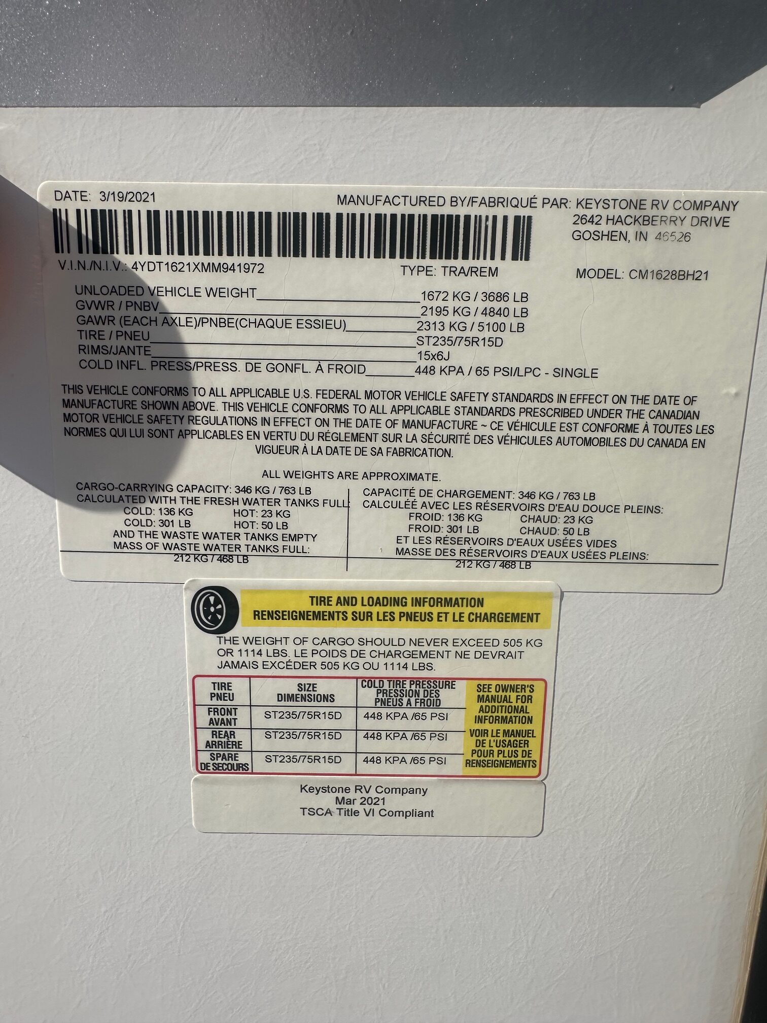 2021 Coleman by Dutchmen Rubicon 1628BH travel trailer – Excellent Condition!